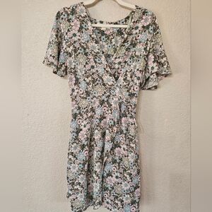 Monteau Floral Mini Dress in Pink and Blue